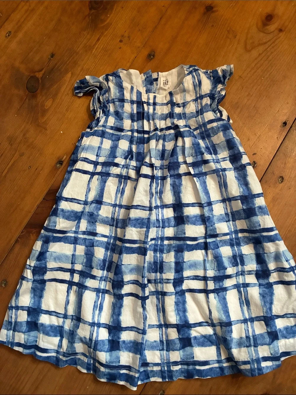 GAP Girls White and Blue Plaid Sundress